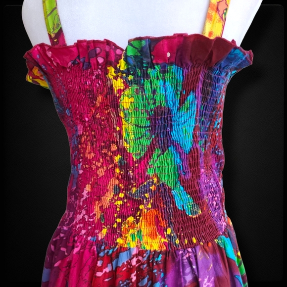 Metropolitan Midi Colorful Button Strap Stretch Ruffle Plus Size Dress 1X - Picture 7 of 12